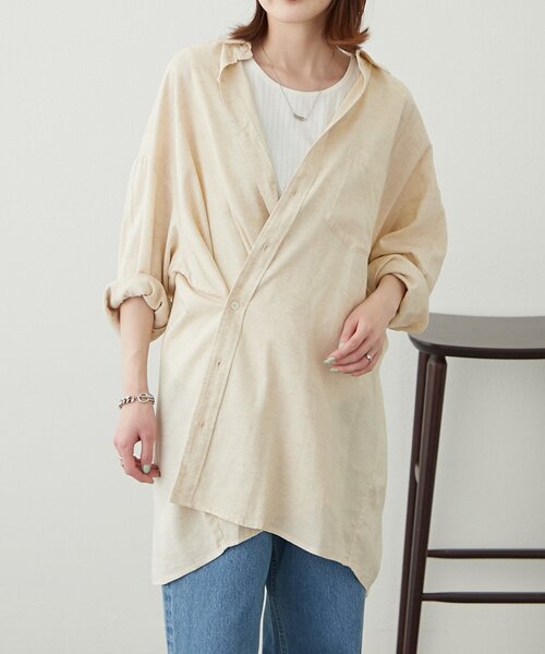 ブラウス シャツ 「willow」リネン混チュニックシャツ レディース WILLOW ブラウス シャツ 「willow」リネン混チュニックシャツ