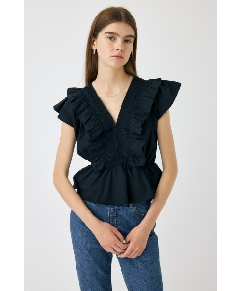 【変形ブラウス✨】ENFÖLD OFF-NECK PEPLUM PULLOVER MOUSSY ブラウス シャツ SHIRRING RUFFLE PEPLUM トップス