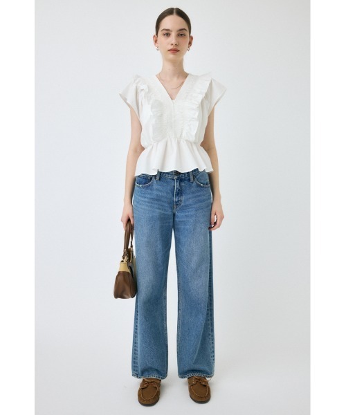 MOUSSY ブラウス シャツ SHIRRING RUFFLE PEPLUM トップス