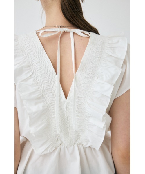 MOUSSY ブラウス シャツ SHIRRING RUFFLE PEPLUM トップス