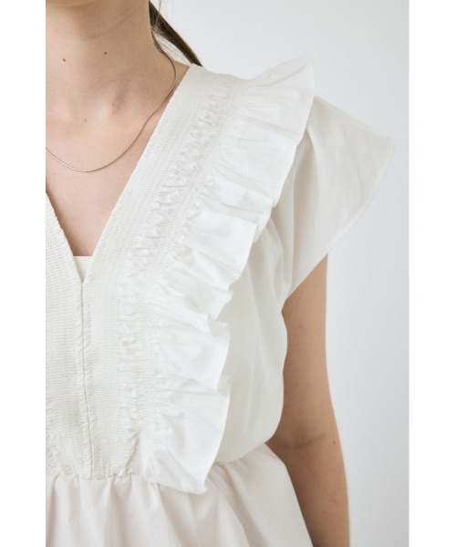 新品未使用【MOUSSY】SHIRRING RUFFLE PEPLUM トップス SHIRRING RUFFLE PEPLUM トップス / ブルー（シャツ/ブラウス