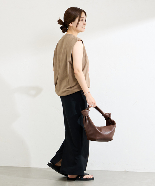 【WHITE】サイドシャーリング ノースリーブカットソー White Labelノースリーブカットソー | ゴールデンベアストア