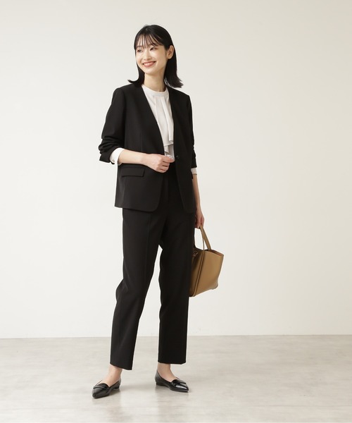 「NATURAL BEAUTY BASIC」 ノーカラージャケット SMALL ベージュ レディース