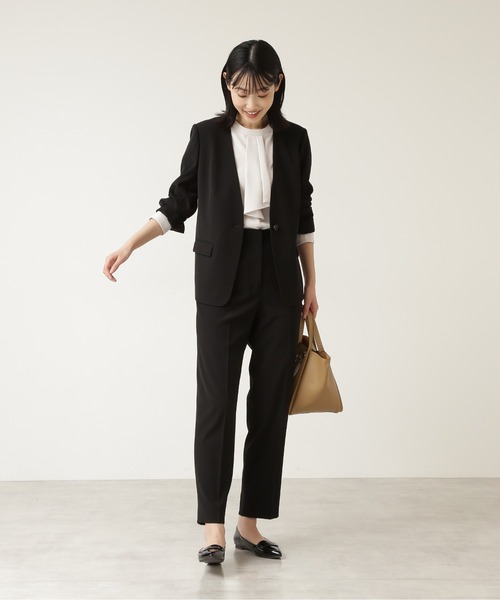 「NATURAL BEAUTY BASIC」 ノーカラージャケット SMALL ベージュ レディース