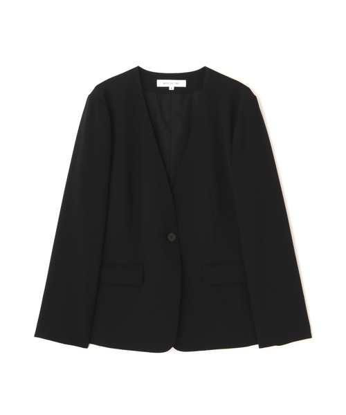 「NATURAL BEAUTY BASIC」 ノーカラージャケット SMALL ベージュ レディース