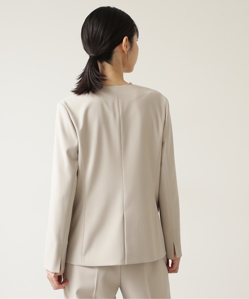 「NATURAL BEAUTY BASIC」 ノーカラージャケット SMALL ベージュ レディース