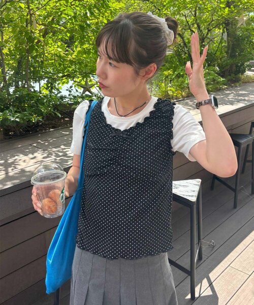 Discoat タンクトップ ノースリーブ 「umm.」メロー前リボン