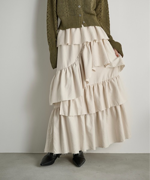 THE Yon スカート アシメラッフルティアードスカート : ZOZOTOWN Yahoo