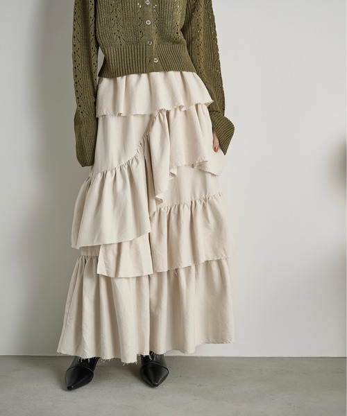 PINUE ワイシャーティアードスカート ワッシャーティアードスカート[fo1996] | レディースファッション通販