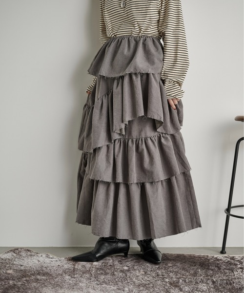 THE Yon スカート アシメラッフルティアードスカート : ZOZOTOWN Yahoo