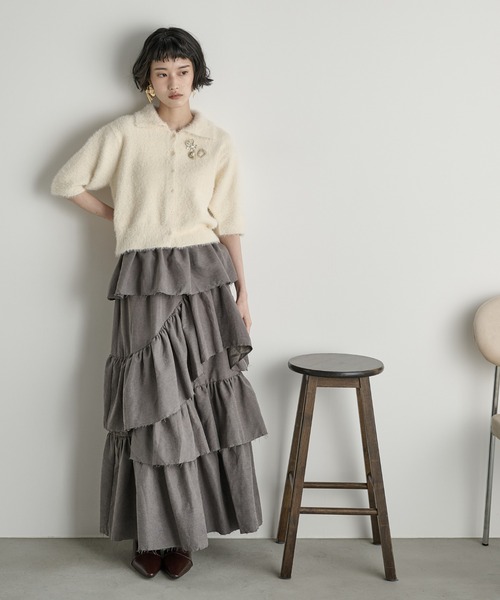 THE Yon スカート アシメラッフルティアードスカート : ZOZOTOWN Yahoo