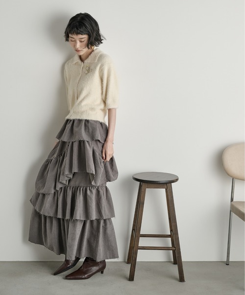 ティアードスカート Tiaclasse スカート 「洗える」ギャザーフリルティアードスカート