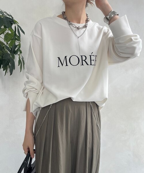 ブラウス シャツ カットジョーゼットMOREEロゴTEEブラウス レディース