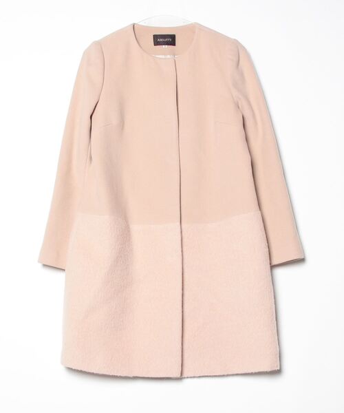 JUSGLITTY ブークレジャコット 薄ベージュ ノーカラーコート JUSGLITTY（ジャスグリッティー） ノーカラーコート 2 ベージュ