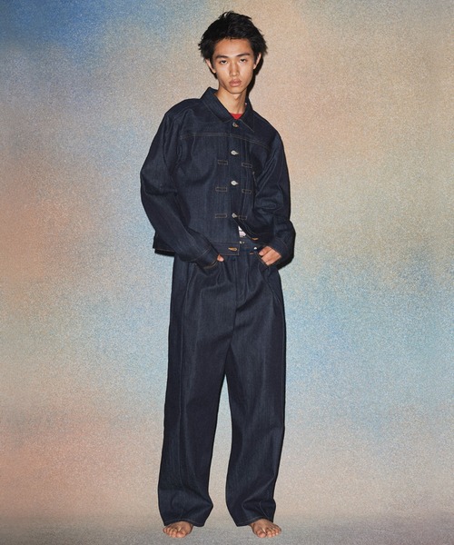 TXA デニムジャケット gジャン Box-shaped Denim Jacket Indigo メンズ