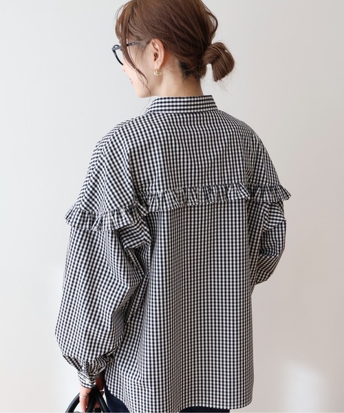 「AMERICAN HOLIC」 長袖シャツ L ブラック×ホワイト レディース