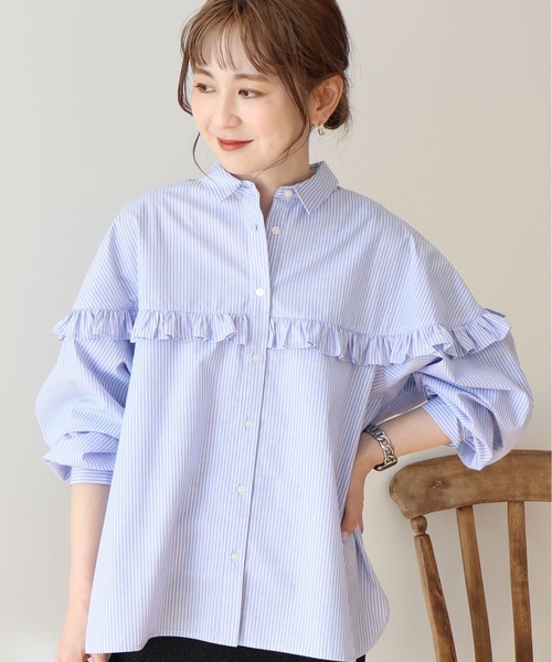 「AMERICAN HOLIC」 長袖シャツ L ブラック×ホワイト レディース