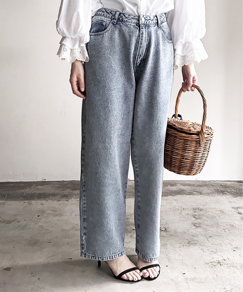「COMMON WARE」 「HALHAM」スキニーデニムパンツ L ケミカルウォッシュ レディース