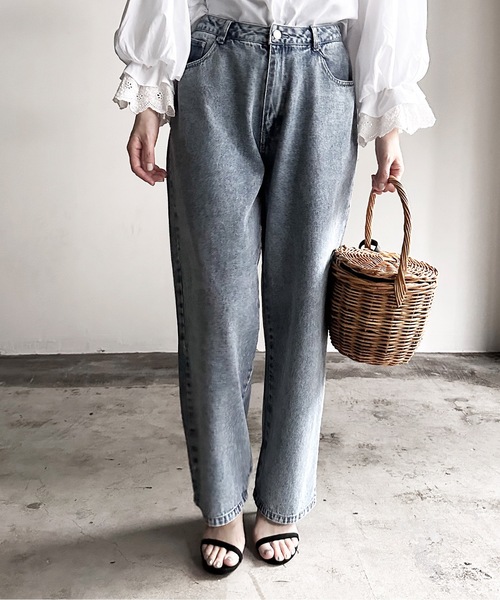 「COMMON WARE」 「HALHAM」スキニーデニムパンツ L ケミカルウォッシュ レディース
