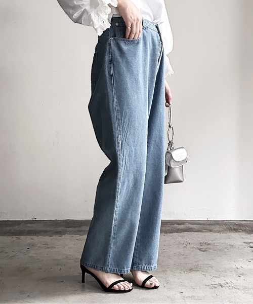 「COMMON WARE」 「HALHAM」スキニーデニムパンツ L ケミカルウォッシュ レディース