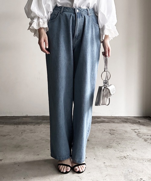 「COMMON WARE」 「HALHAM」スキニーデニムパンツ L ケミカルウォッシュ レディース