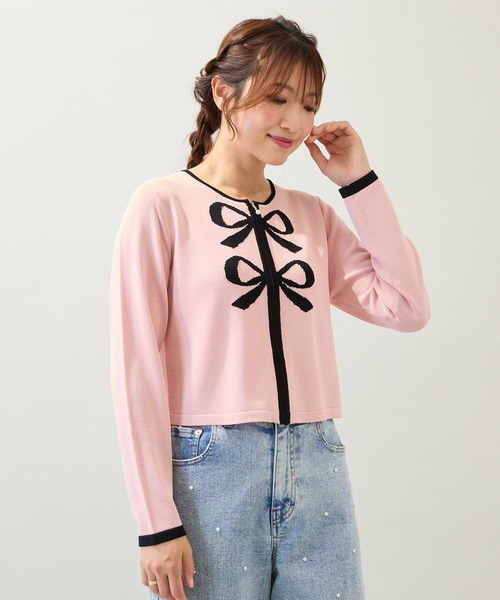 ローズティアラ（Rose Tiara）/【人気再登場】リボンカーディガン Rose Tiara（ローズティアラ） カーディガン 「人気再登場」リボン