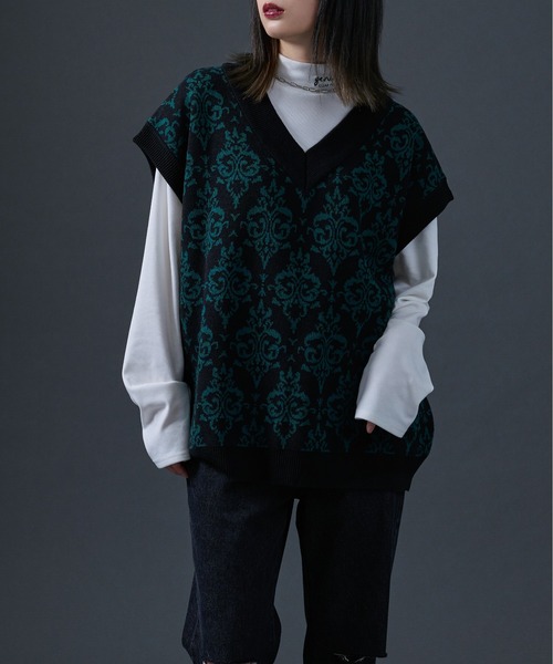「Ellno Loset」 Vネックニット MEDIUM ブラック メンズ