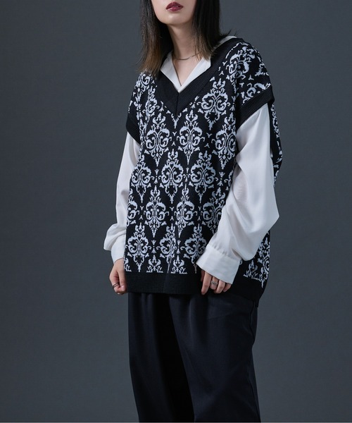 「Ellno Loset」 Vネックニット MEDIUM ブラック メンズ