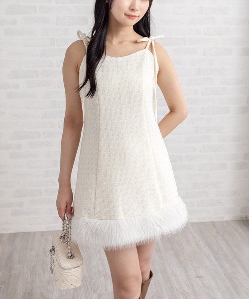 clear ワンピース ファーツイードミニキャミワンピース「大人