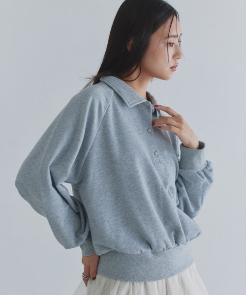 ECLAM（クラム） トレーナー スウェット ラメ入り刺繍ポロスウェット