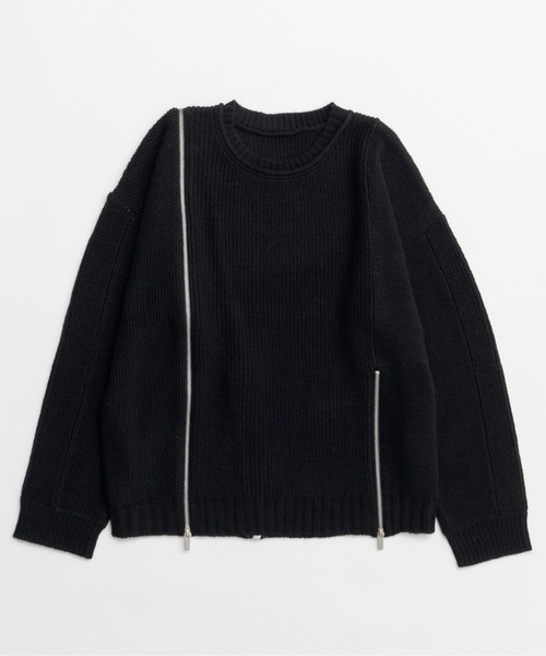 ニット セーター Long Zipper Knit Pullover / ロングファスナ−ニット レディースの画像