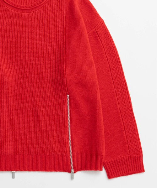 ニット セーター Long Zipper Knit Pullover / ロングファスナ−ニット レディースの画像