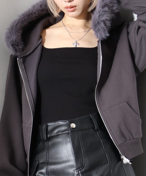 SpRay（スプレイ） パーカー 裏起毛ファー付ダブルZIPパーカー