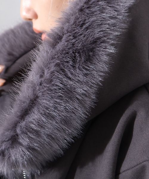 SpRay（スプレイ） パーカー 裏起毛ファー付ダブルZIPパーカー