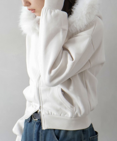 SpRay（スプレイ） パーカー 裏起毛ファー付ダブルZIPパーカー