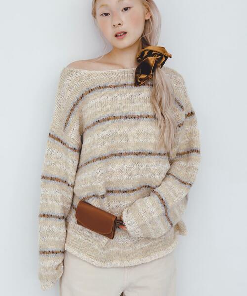 KBF（ケービーエフ） ニット セーター マルチボーダールーズニット