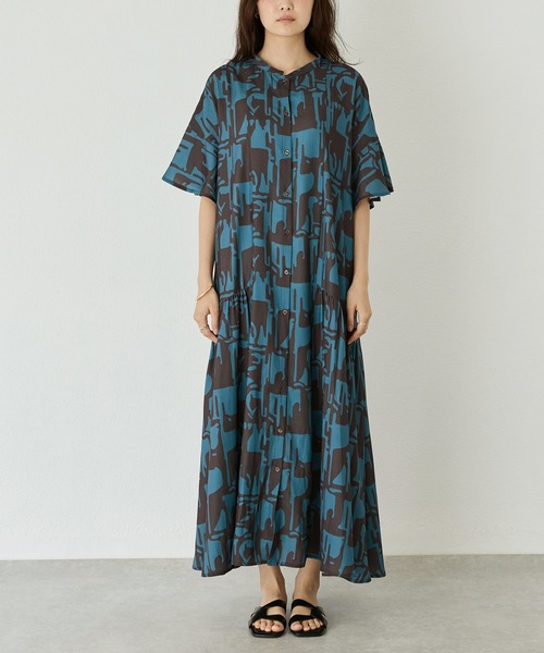 「LAVEANGE」 半袖ワンピース 5L チャコールグレー レディース_画像2