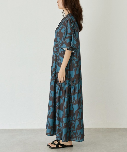 「LAVEANGE」 半袖ワンピース 5L チャコールグレー レディース_画像3