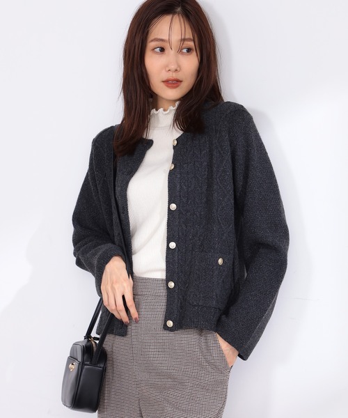 GALLORIA（ギャローリア） カーディガン ケーブル柄ニットカーディガン