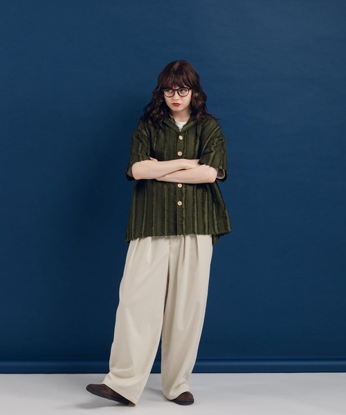 「MUHET」 半袖シャツ X-LARGE カーキ レディース_画像8