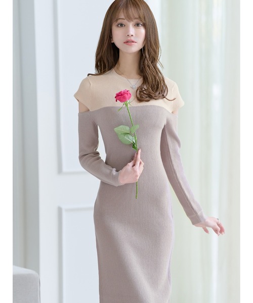 「emiriawiz」 ニットワンピース MEDIUM ベージュ レディース_画像2