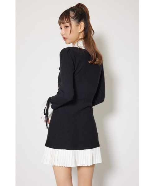 rienda（リエンダ） ワンピース レイヤードパターンシャツニットミニ