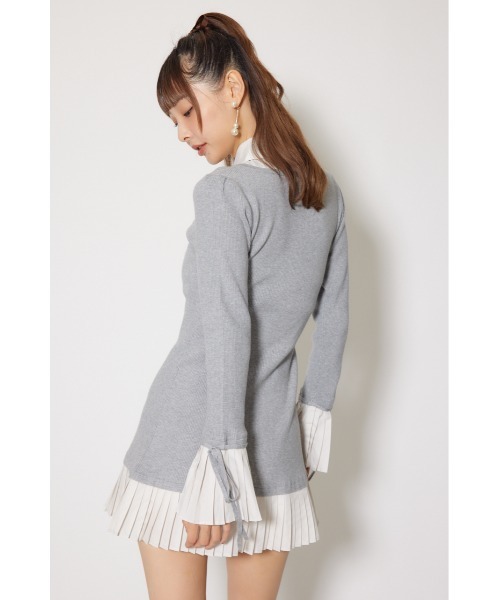 rienda（リエンダ） ワンピース レイヤードパターンシャツニットミニ