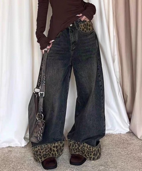 ワイドパンツ ジーンズ デニム デニムパンツ NOVESSEL ノベセル ハードダメージデニムパンツ レディース メンズ
