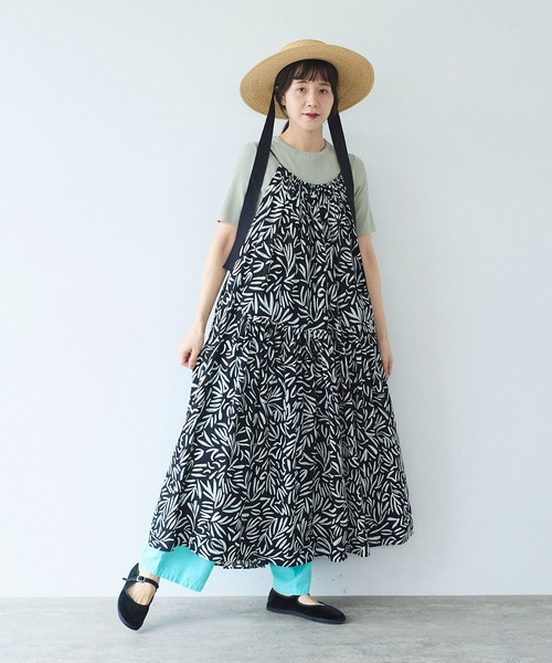 yuni ワンピース Rayon/Cupra/cotton print drawstrings ワンピース 