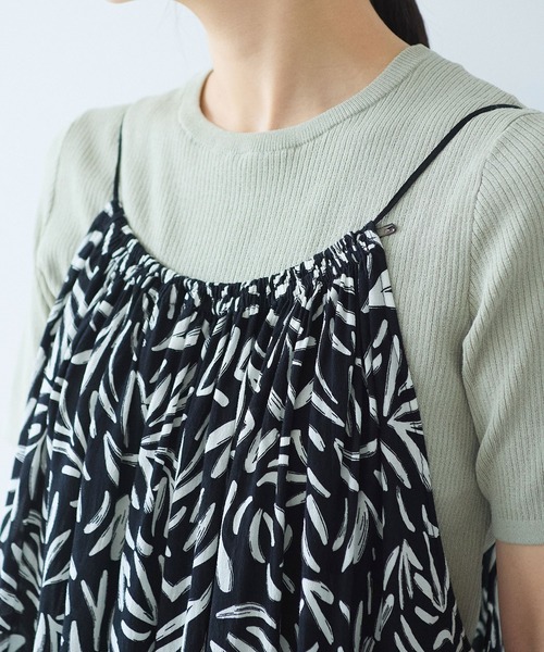 yuni ワンピース Rayon/Cupra/cotton print drawstrings ワンピース