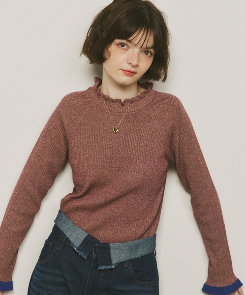 「Unitage」 長袖ニット FREE ネイビー レディース_画像9