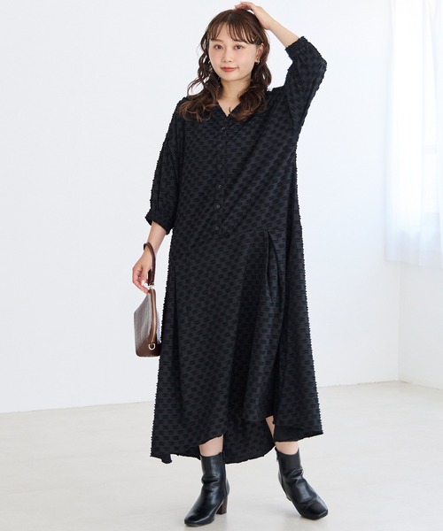 「LAVEANGE」 7分袖ワンピース 4L ブラック レディース_画像9