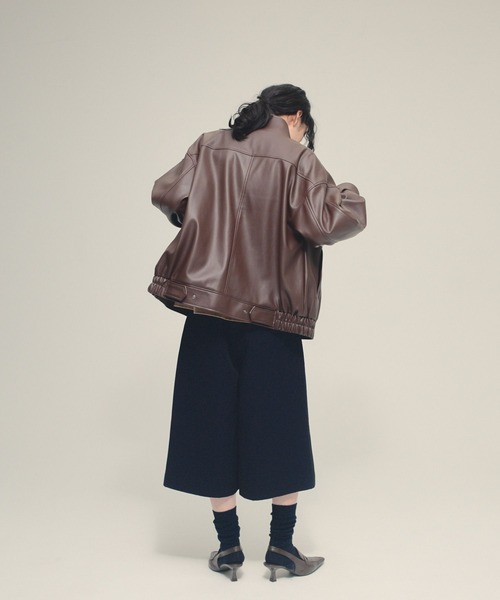ブルゾン アウター 「eL」Leather Stand Blouson/636131 レディースの画像