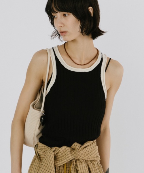 【SHISHIKUI シシクイ】ノースリーブ　タンクトップ　ベージュ Ron Herman - 専用 The Shishikui スクエアタンク ホワイト 新品の通販